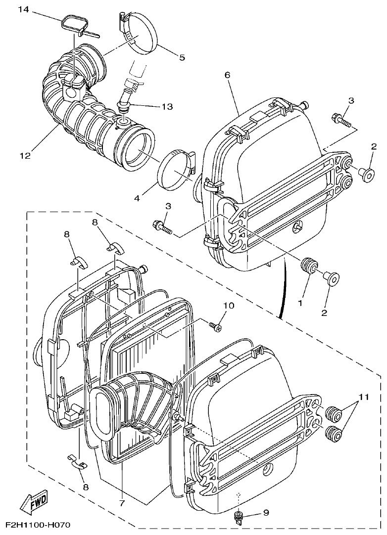 Yamaha VX18002019F4E7(F6G INTAKE 2 parts diagram